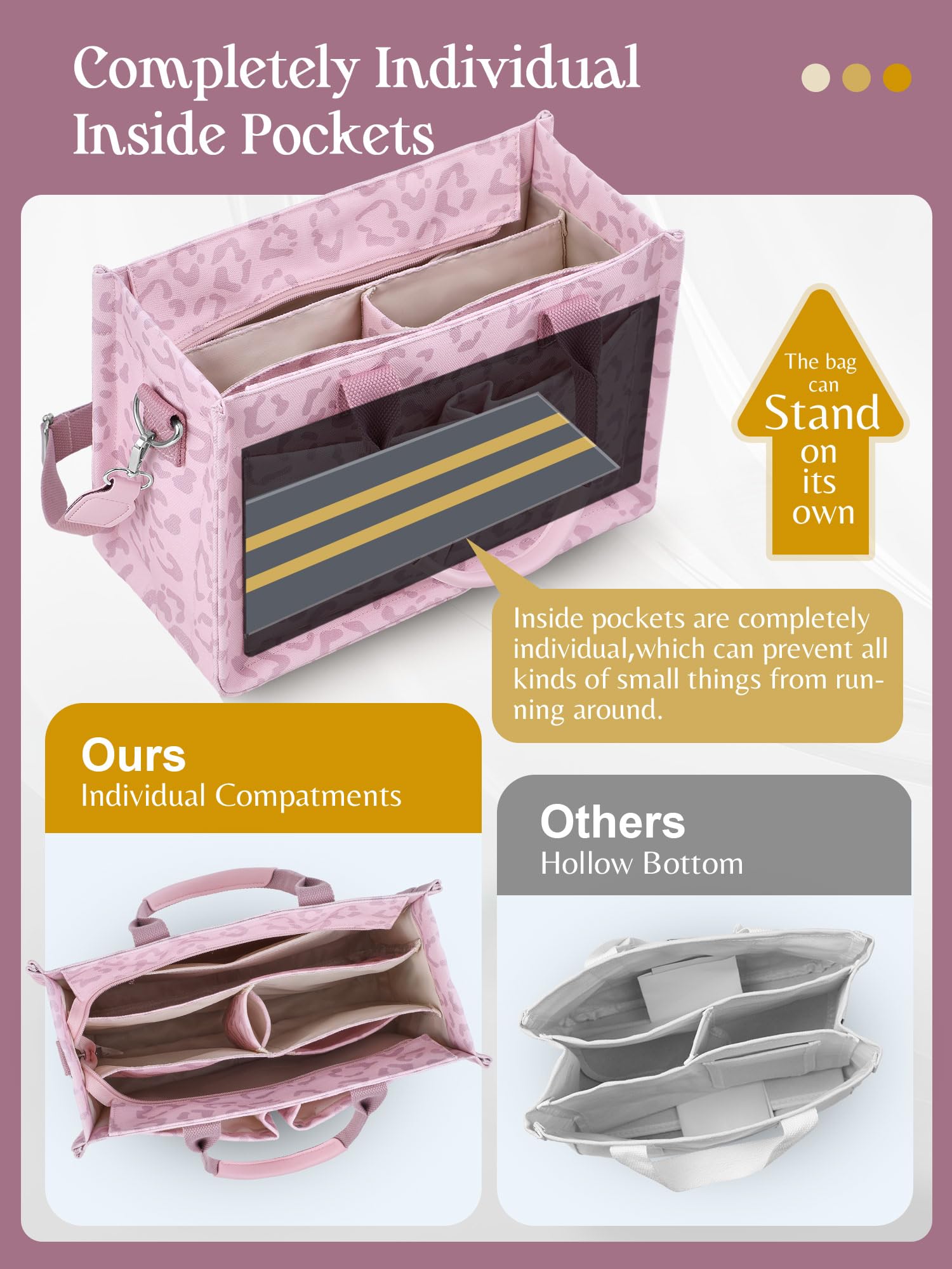 FIORETTO Canvas Tote Bag for Women with Zipper Closure & Individual Compartments for Work College for Teacher & Nurse - Image 7