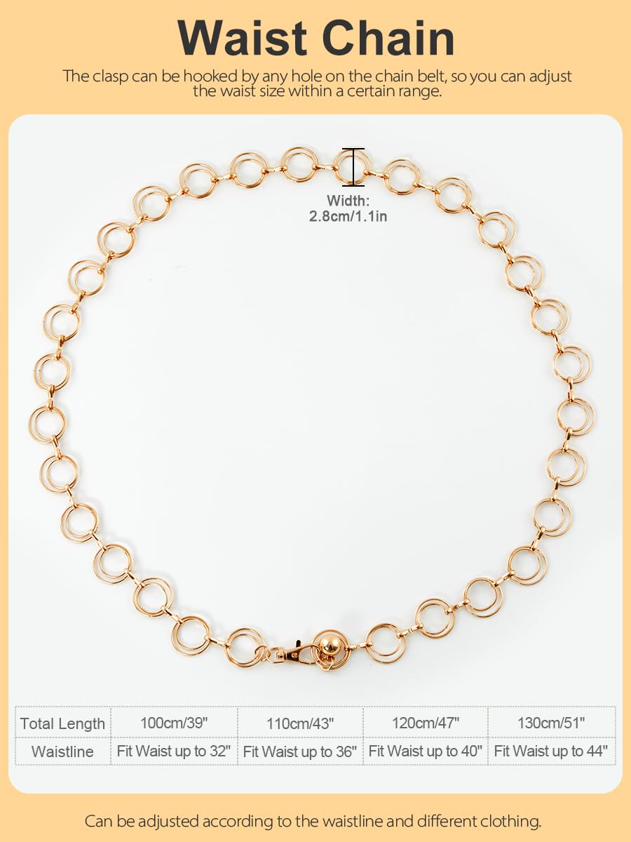 FIORETTO Chain Belt for Women Metal Waist Chain Fashion Multilayer Chain Belts for Dress - Image 3