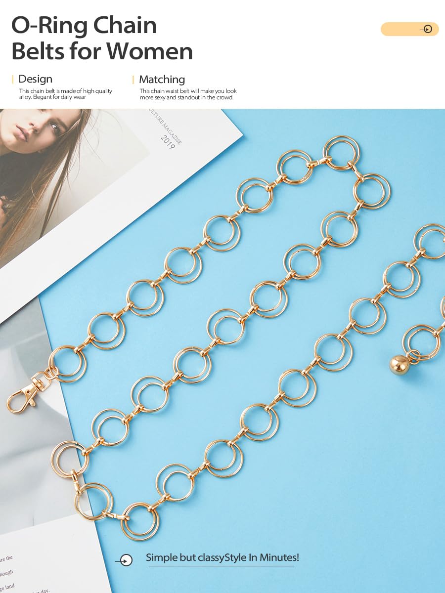 FIORETTO Chain Belt for Women Metal Waist Chain Fashion Multilayer Chain Belts for Dress - Image 7