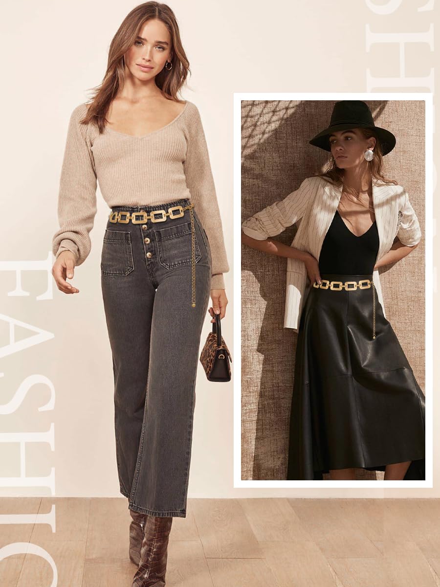 FIORETTO Chain Belts for Women Fashion Metal Waist Chain Chunky Belts for Dresses Jeans - Image 3