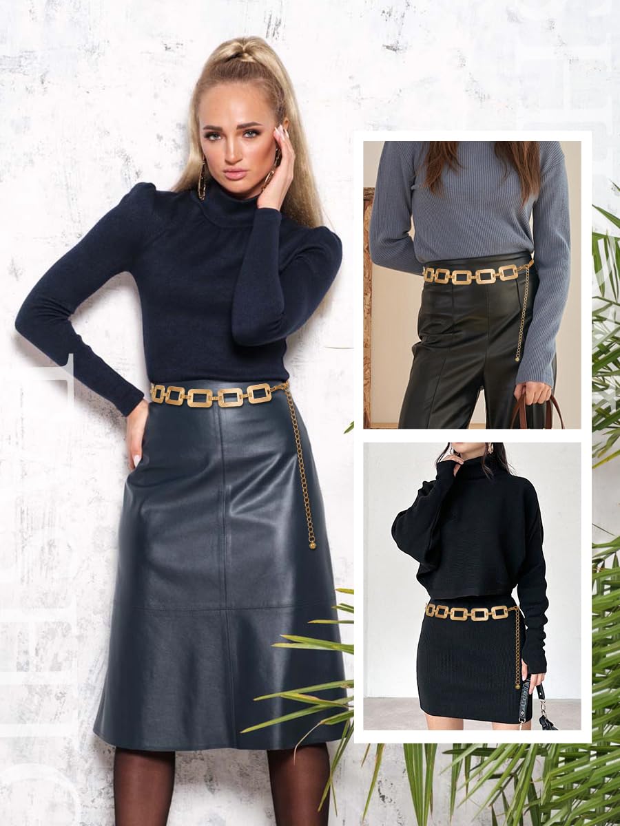 FIORETTO Chain Belts for Women Fashion Metal Waist Chain Chunky Belts for Dresses Jeans - Image 6