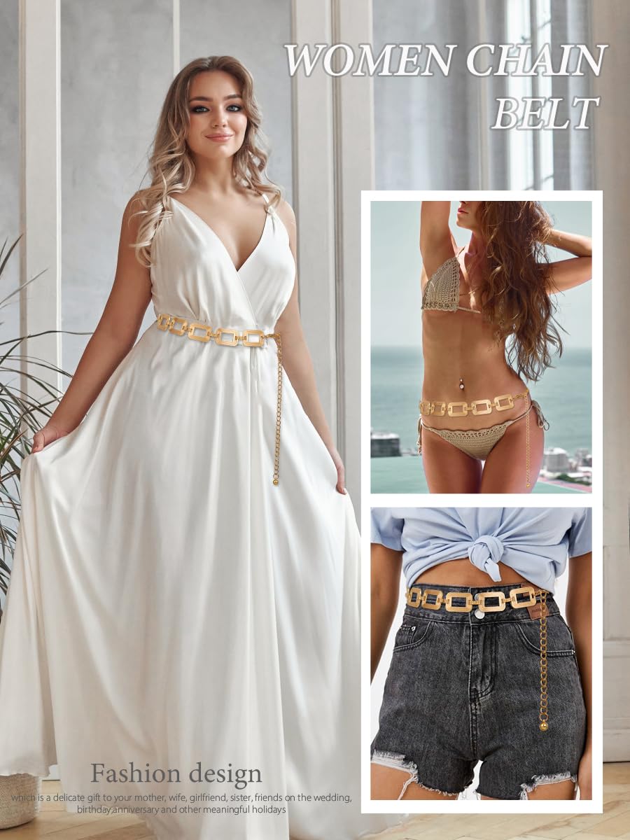 FIORETTO Chain Belts for Women Fashion Metal Waist Chain Chunky Belts for Dresses Jeans - Image 7