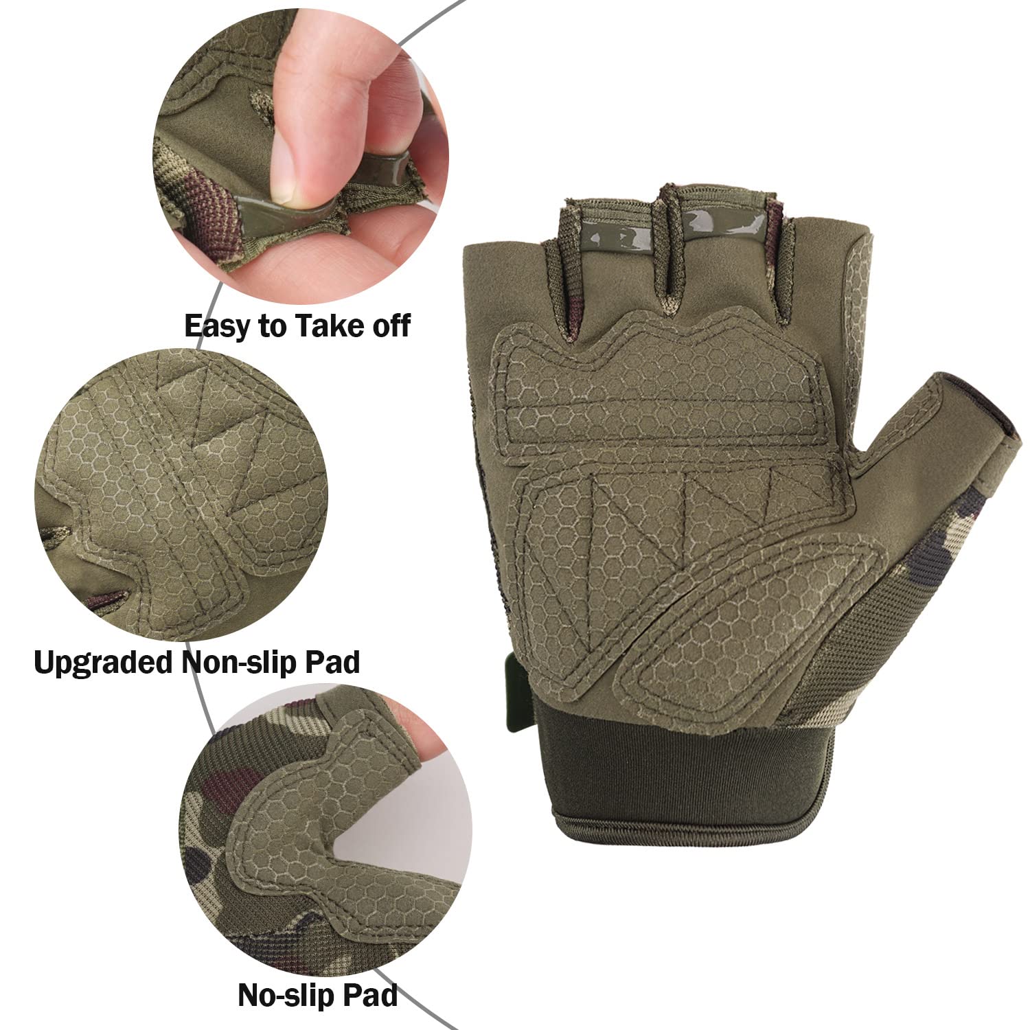 FIORETTO Fingerless Gloves, Half Finger Gloves for Driving, Cycling, Shooting, Hunting, Motorcycle, Climbing, Outdoor Work 215801 - Image 3