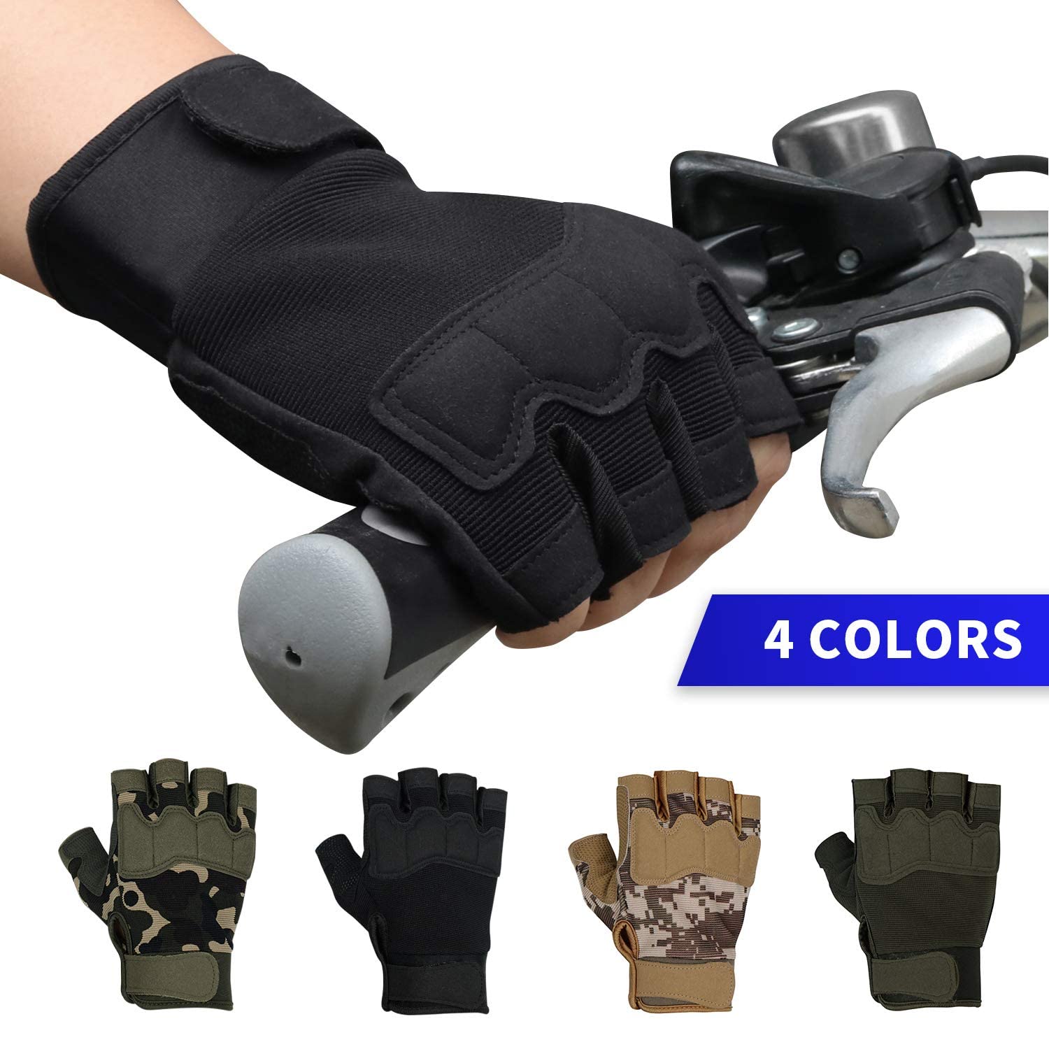 FIORETTO Fingerless Workout & Exercise Gloves for Gym, Weight Lifting, Airsoft, Shooting, Hunting, Hiking, Cycling, Driving, Motorcycle, Climbing M210603 - Image 7