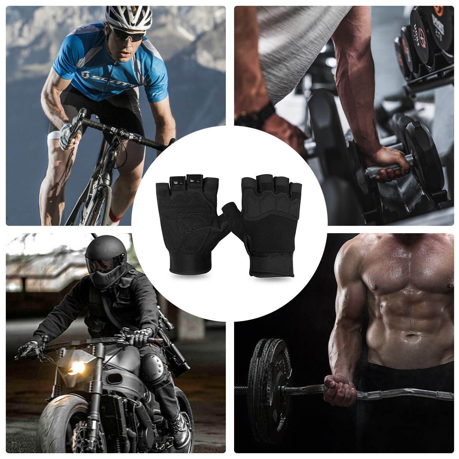 FIORETTO Fingerless Workout & Exercise Gloves for Gym, Weight Lifting, Airsoft, Shooting, Hunting, Hiking, Cycling, Driving, Motorcycle, Climbing M210603 - Image 8