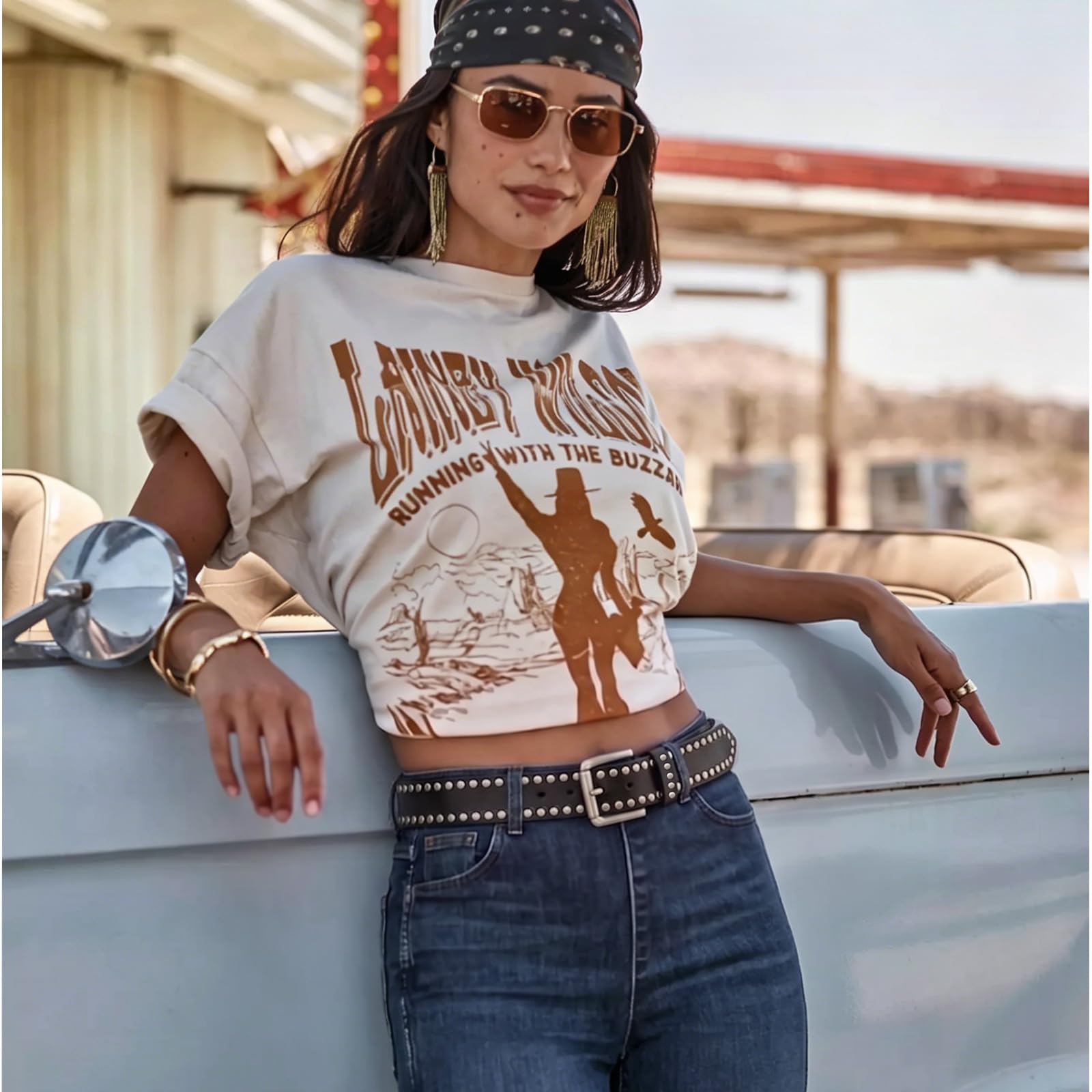 FIORETTO Genuine Leather Studded Belt for Men Women, Punk Goth Y2K Rivet Belt with Metal Buckle for Jeans Pants, Black Brown - Image 3