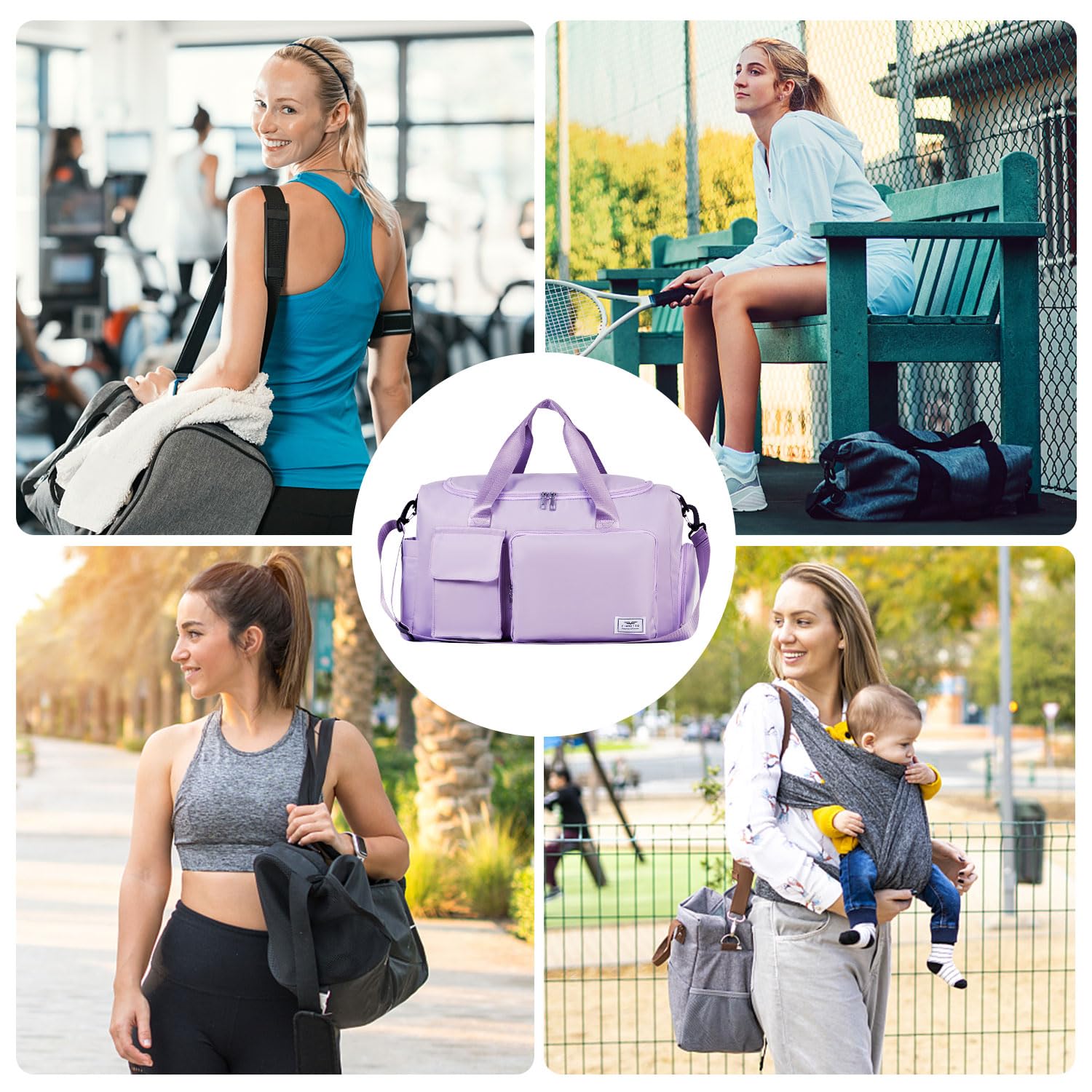 FIORETTO Women's Gym Duffle Bag with Shoes Compartment, 30L Capacity, Ideal for Travel, Gym, Sports, Duffel, Weekender - Image 6