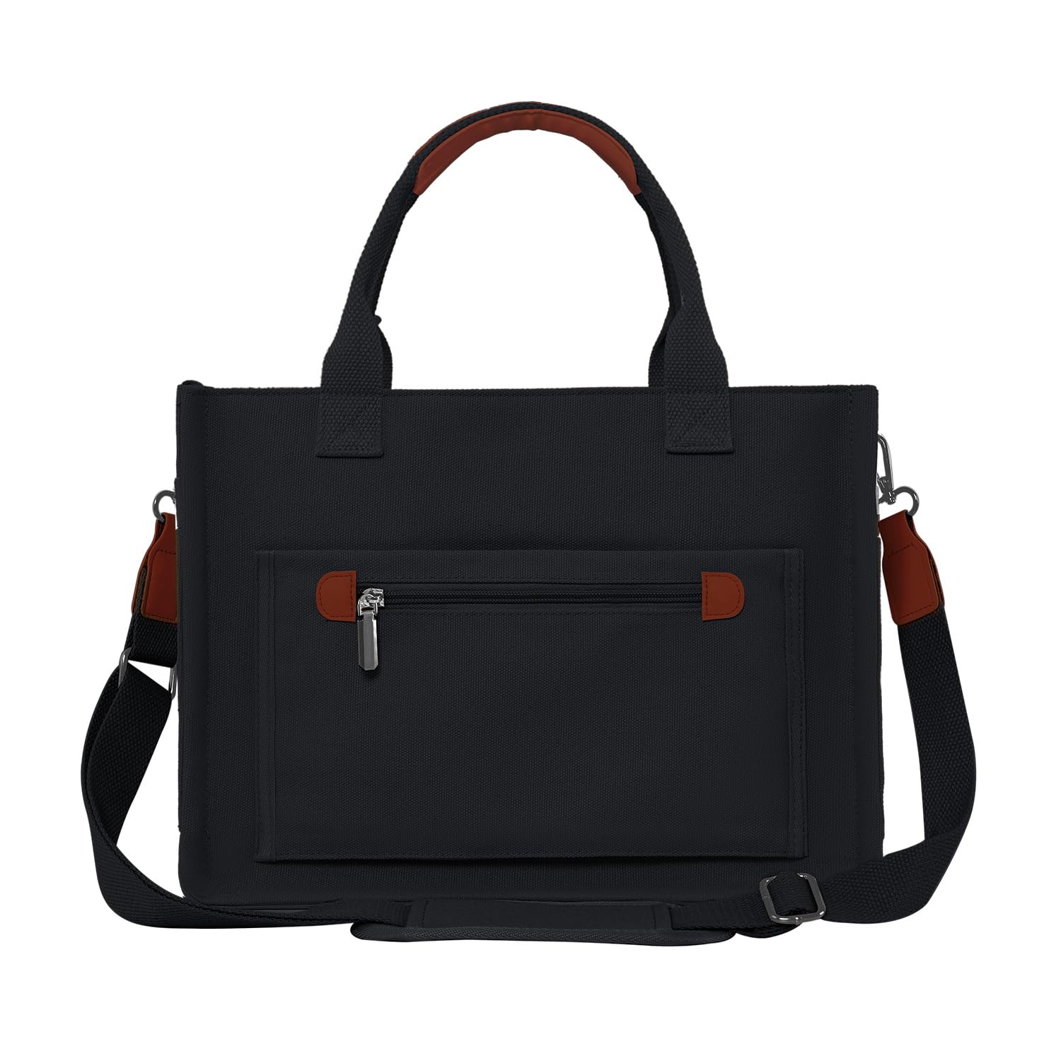 FIORETTO Womens Canvas Tote Bag Purse with Individual Compartment, Zipper Top, Reinforced Bottom & Luggage Sleeve - Image 3