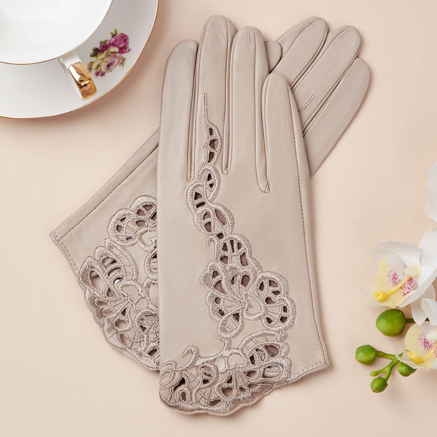 FIORETTO Womens Genuine Leather Driving Gloves Touchscreen Unlined Sheepskin Ladies Driving Gloves Thin W160020 - Image 5