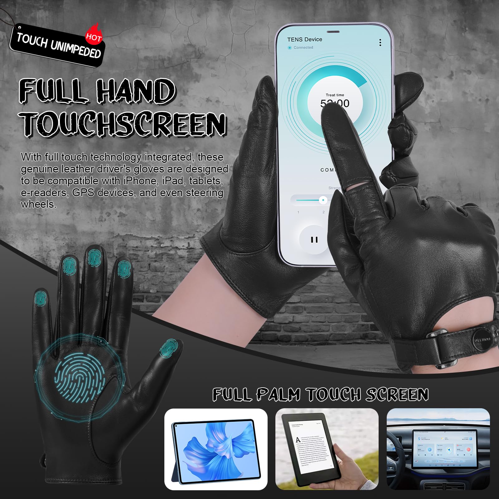 FIORETTO Womens Genuine Leather Driving Gloves Unlined Touchscreen Sheepskin Gloves Thin for Ladies W190415 - Image 3