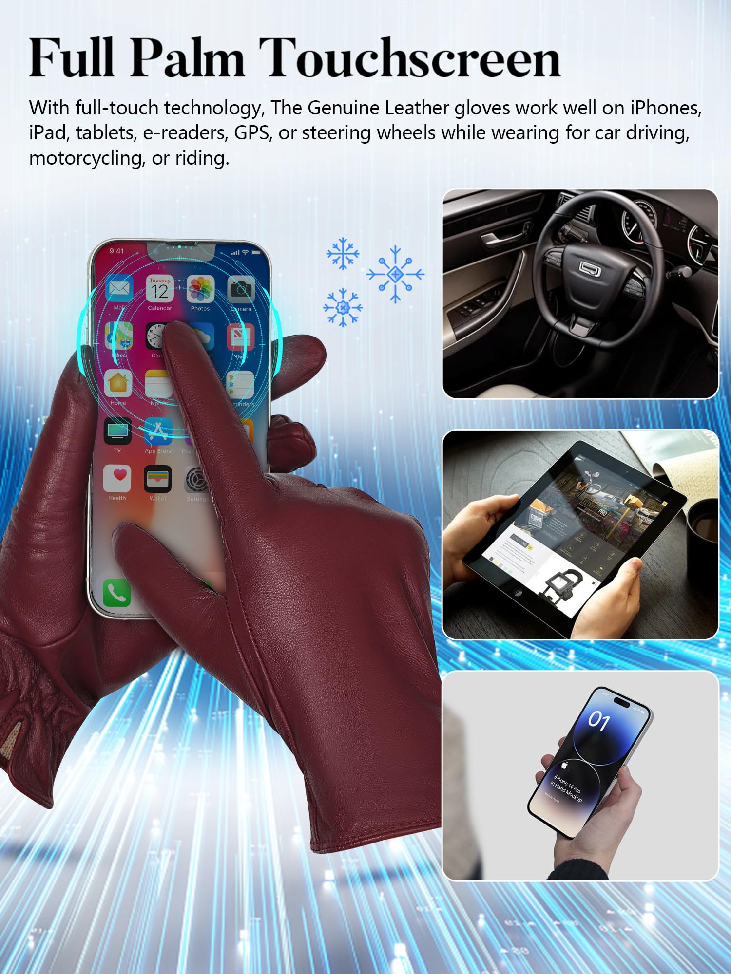 FIORETTO Womens Leather Gloves Winter Touchscreen Warm Wool/Fleece Lined Sheepskin Driving Gloves (Chrome-Free) W24004 - Image 6