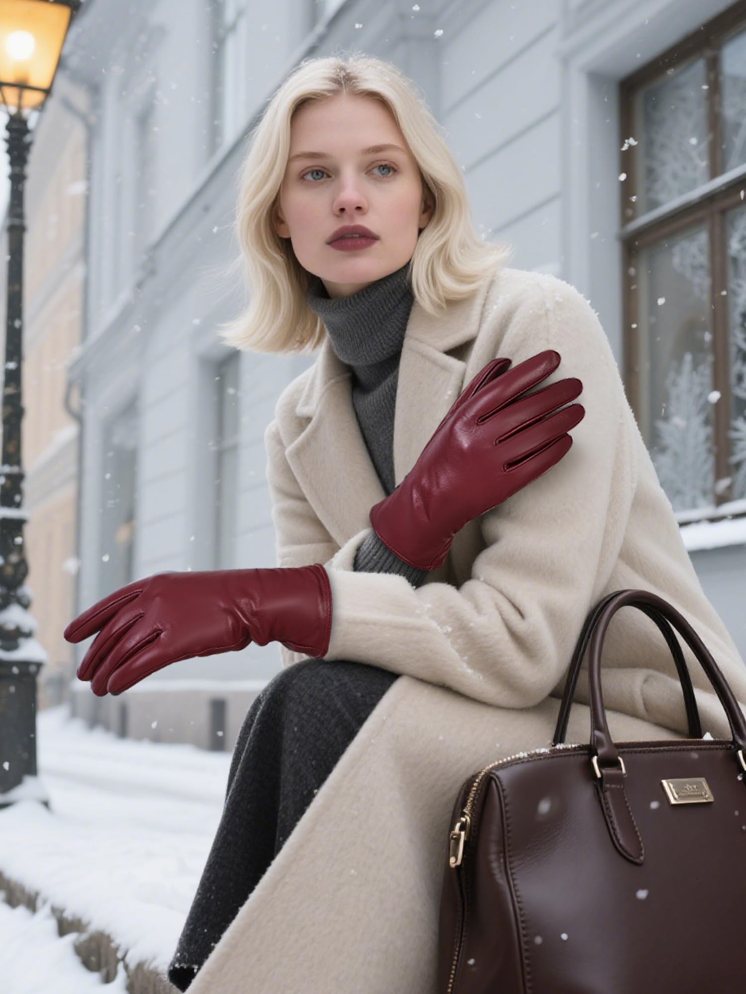 FIORETTO Womens Leather Gloves Winter Touchscreen Warm Wool/Fleece Lined Sheepskin Driving Gloves (Chrome-Free) W24004 - Image 7