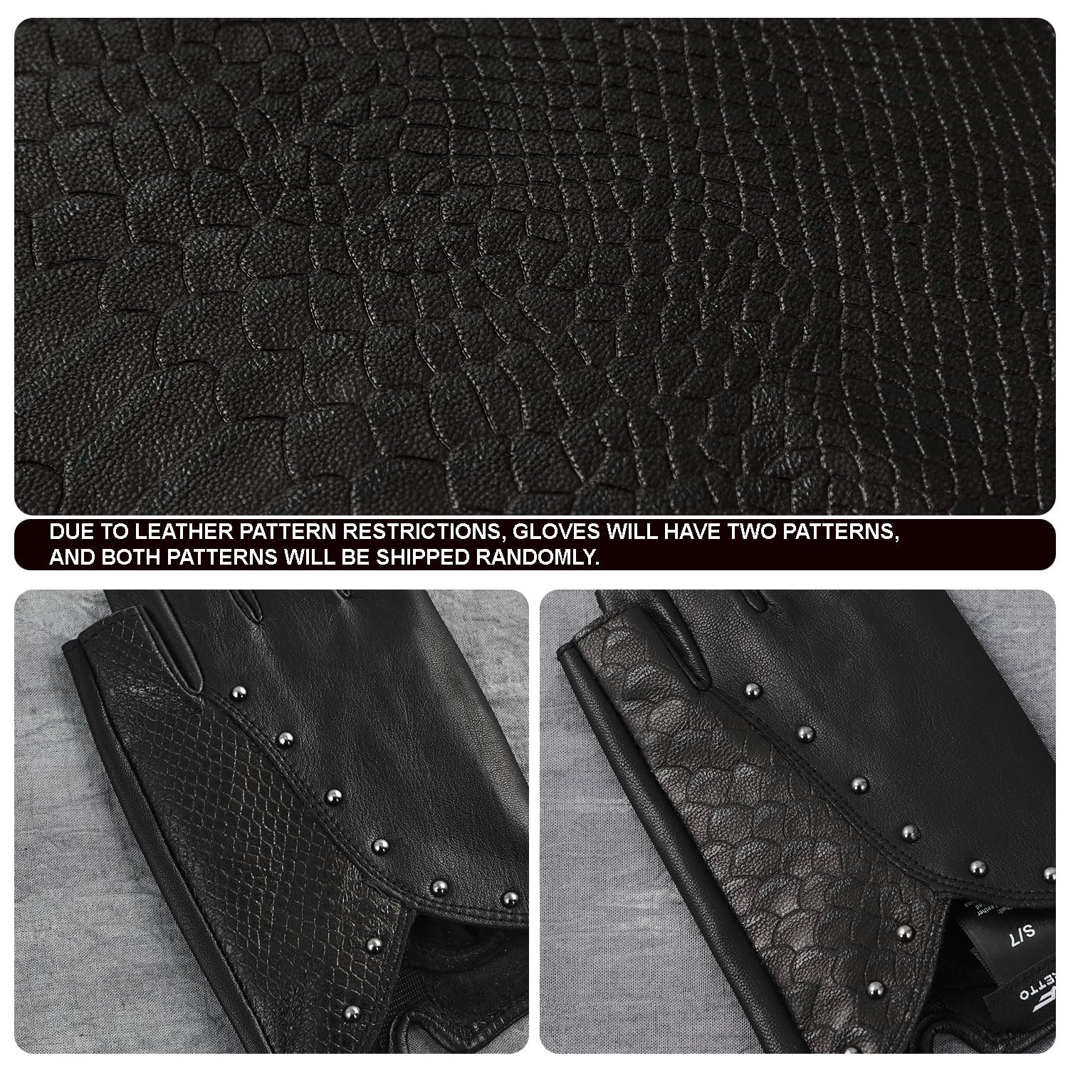 FIORETTO Womens Punk Fingerless Leather Gloves for Driving Motorcycle Unlined Half Finger Sheepskin W180416 - Image 5